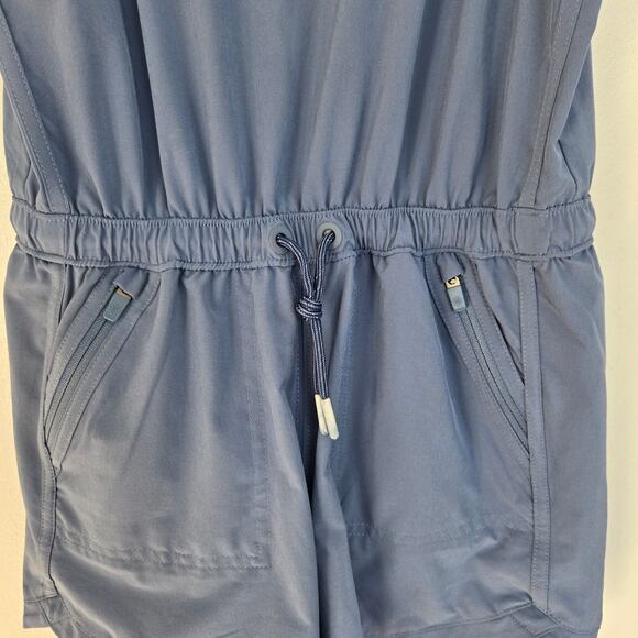 Athleta Girl On The Go Romper Swept Away Blue Snap Close Pockets Large 12 - Picture 5 of 11
